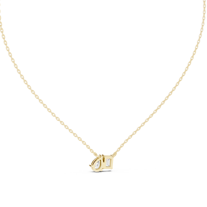 Emerald & Pear Shape 2 Stone Solitaire  Lab Grown 18k Solid Gold Diamond Pendant For Her - HIGHCARAT DIAMONDS
