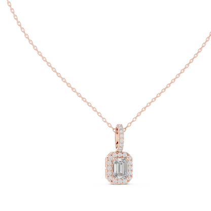 Emerald & Round  Shape Lab Grown Minimalist Sparkling Diamond Pendant For Her - HIGHCARAT DIAMONDS