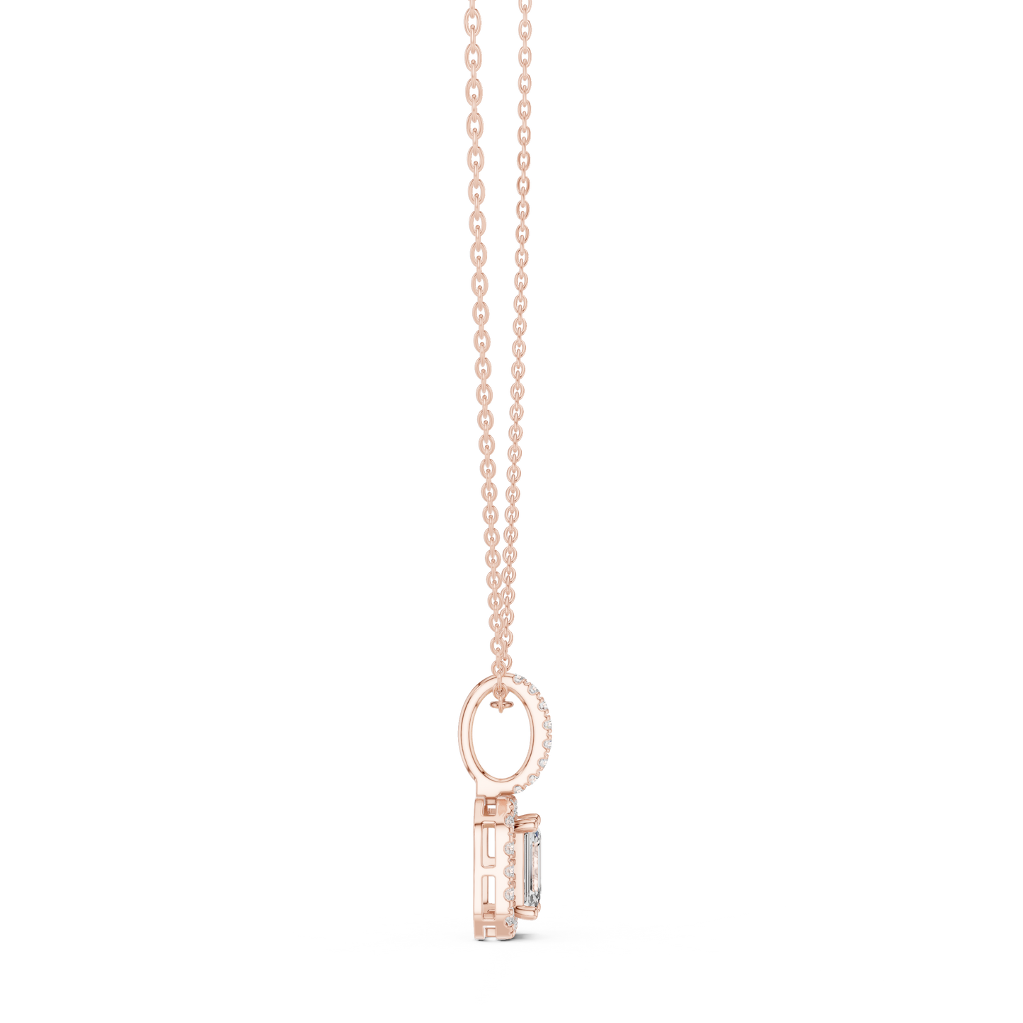 Emerald & Round  Shape Lab Grown Minimalist Sparkling Diamond Pendant For Her - HIGHCARAT DIAMONDS