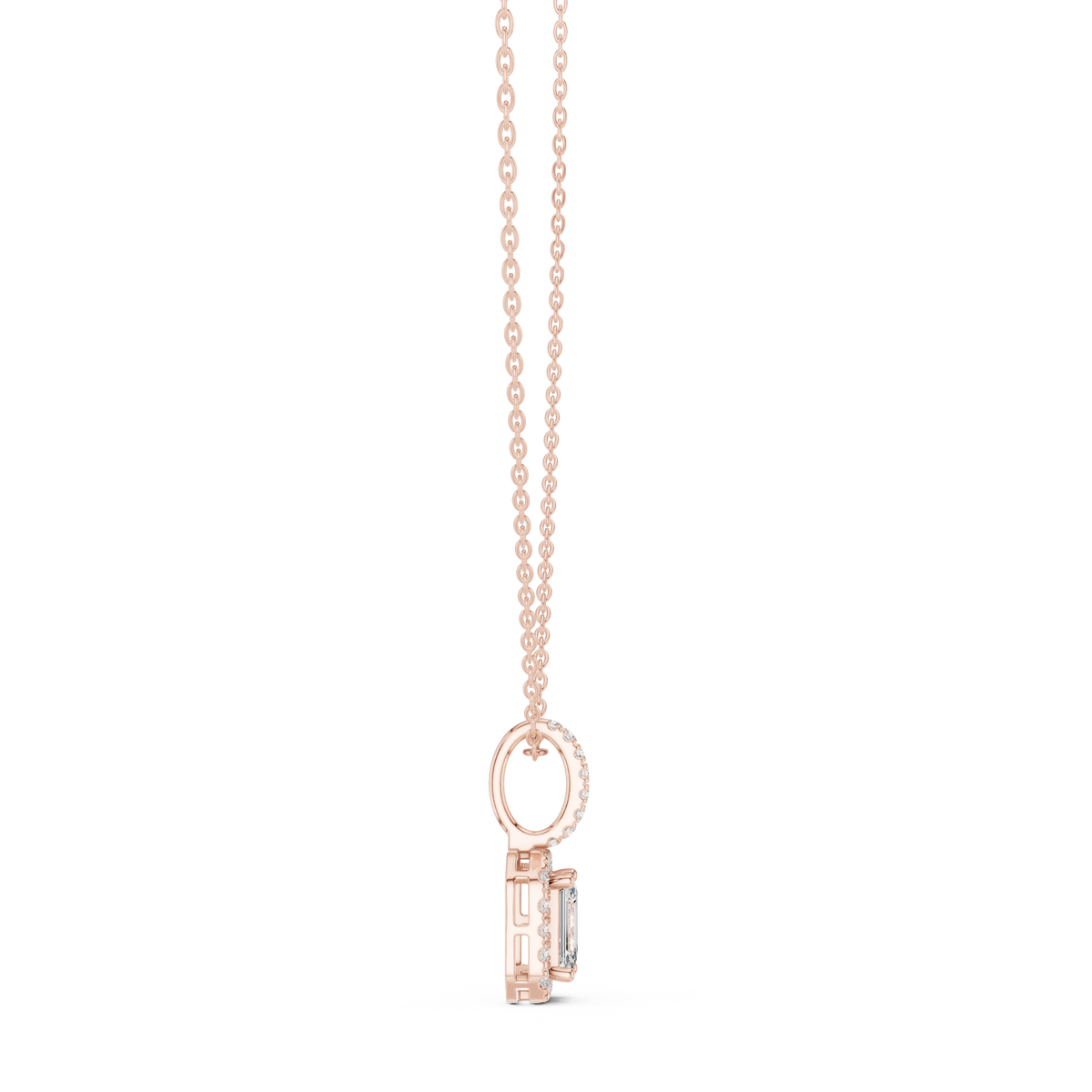 Emerald & Round  Shape Lab Grown Minimalist Sparkling Diamond Pendant For Her - HIGHCARAT DIAMONDS