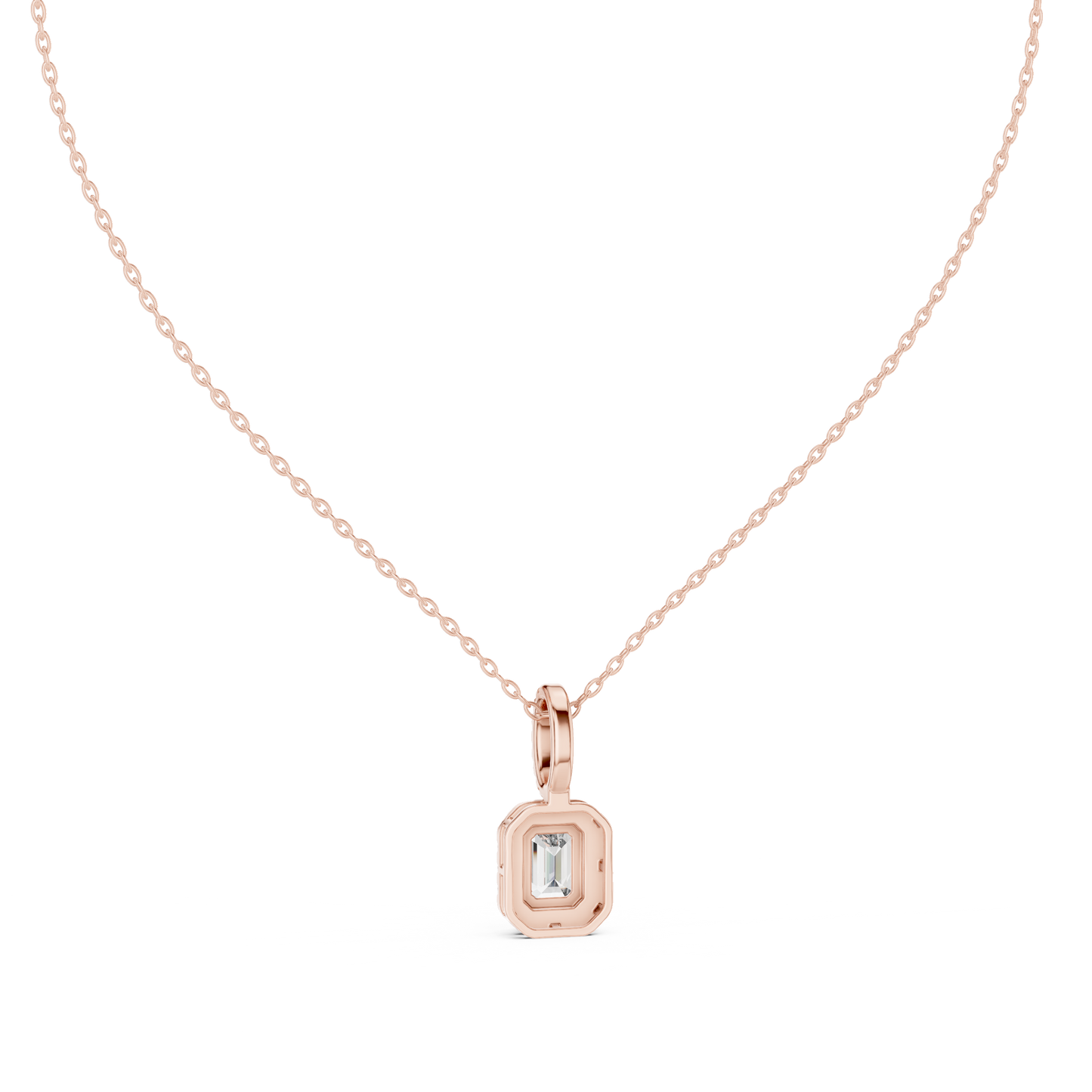 Emerald & Round  Shape Lab Grown Minimalist Sparkling Diamond Pendant For Her - HIGHCARAT DIAMONDS