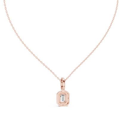 Emerald & Round  Shape Lab Grown Minimalist Sparkling Diamond Pendant For Her - HIGHCARAT DIAMONDS
