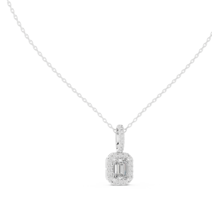 Emerald & Round  Shape Lab Grown Minimalist Sparkling Diamond Pendant For Her - HIGHCARAT DIAMONDS