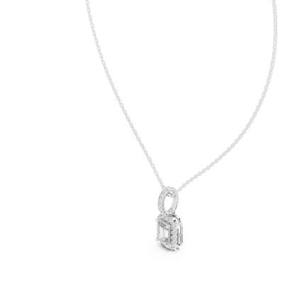 Emerald & Round  Shape Lab Grown Minimalist Sparkling Diamond Pendant For Her - HIGHCARAT DIAMONDS