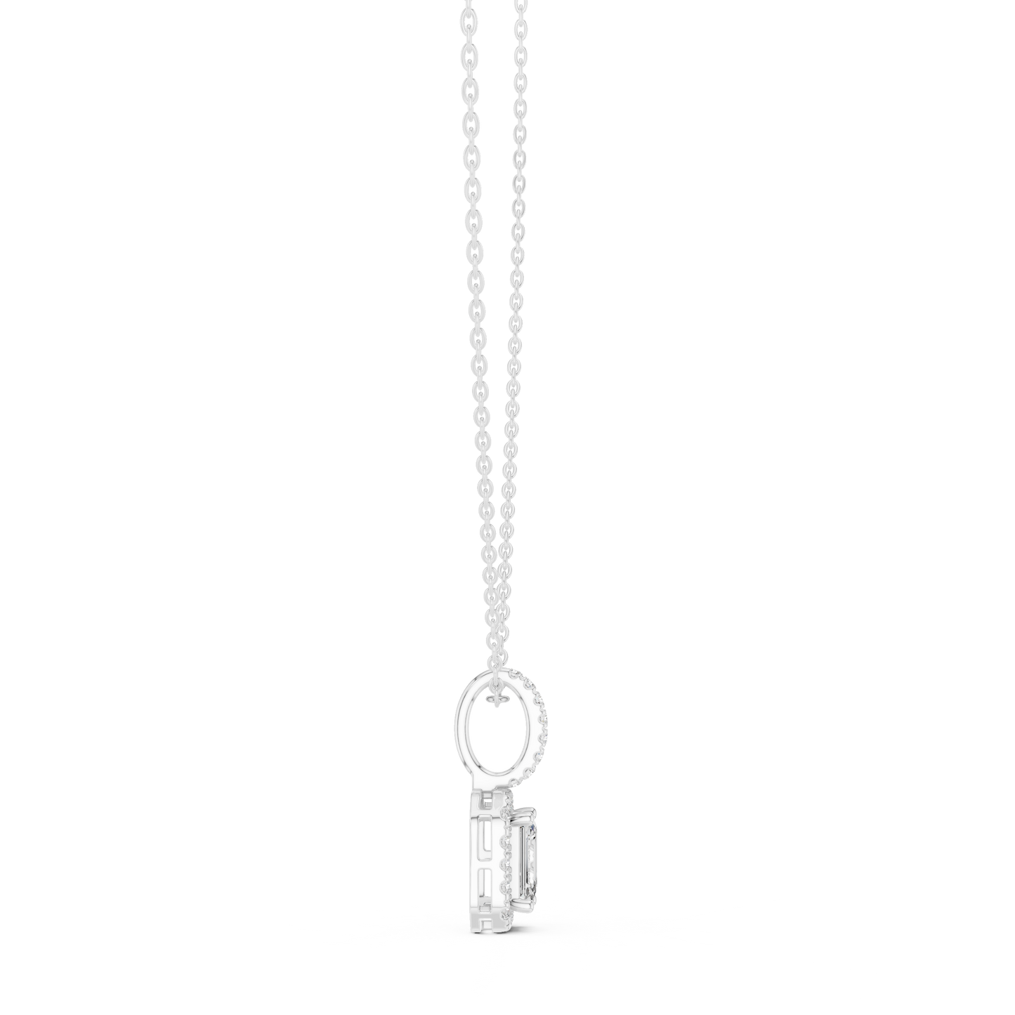 Emerald & Round  Shape Lab Grown Minimalist Sparkling Diamond Pendant For Her - HIGHCARAT DIAMONDS