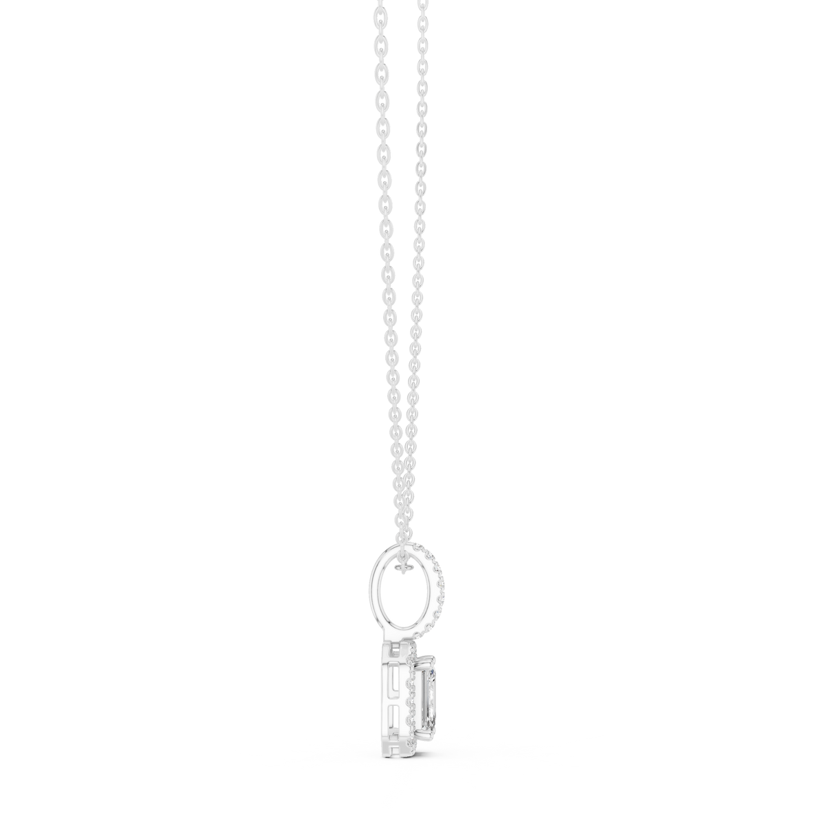 Emerald & Round  Shape Lab Grown Minimalist Sparkling Diamond Pendant For Her - HIGHCARAT DIAMONDS