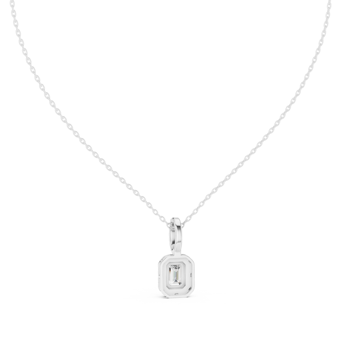 Emerald & Round  Shape Lab Grown Minimalist Sparkling Diamond Pendant For Her - HIGHCARAT DIAMONDS
