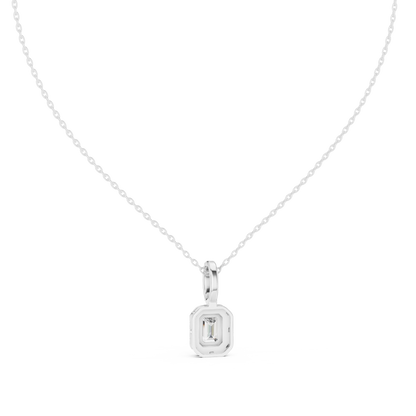 Emerald & Round  Shape Lab Grown Minimalist Sparkling Diamond Pendant For Her - HIGHCARAT DIAMONDS