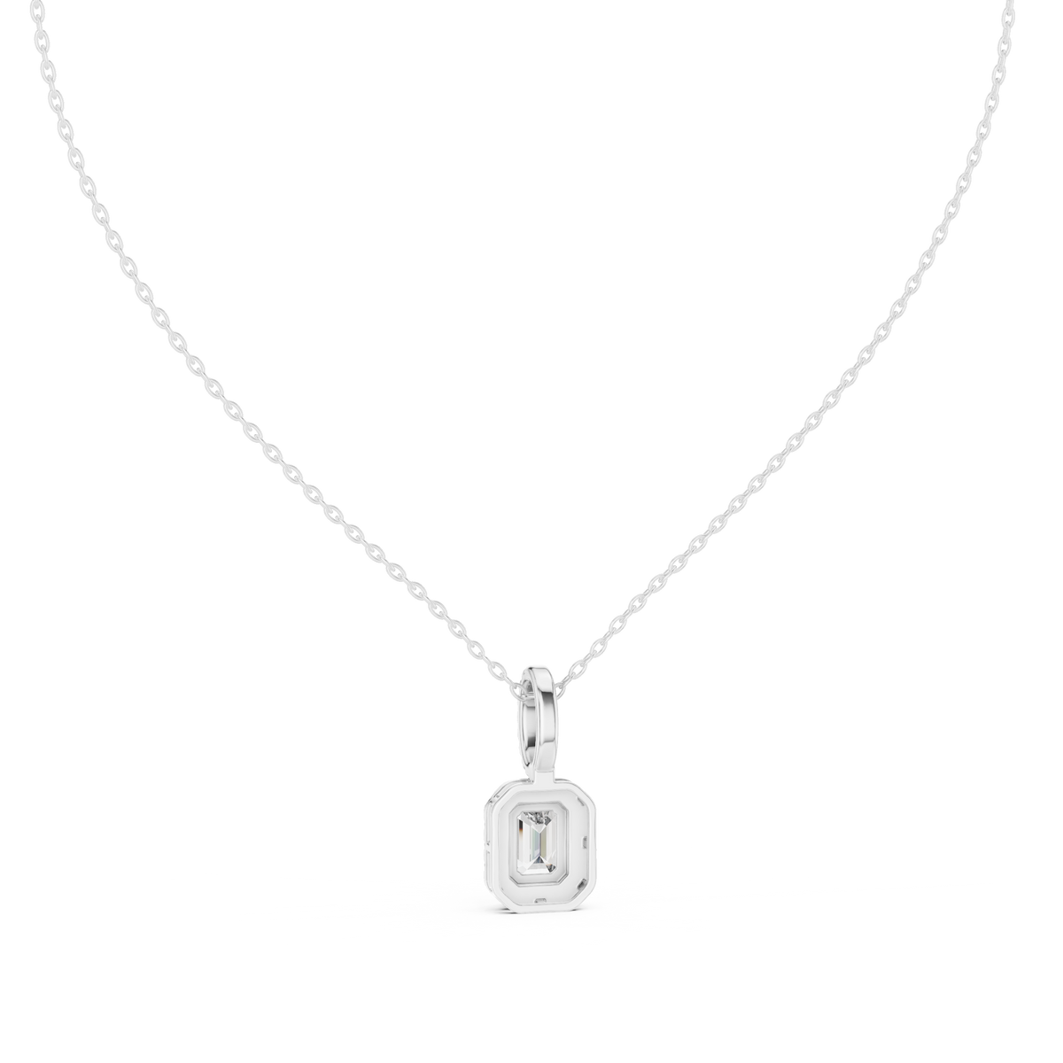 Emerald & Round  Shape Lab Grown Minimalist Sparkling Diamond Pendant For Her - HIGHCARAT DIAMONDS