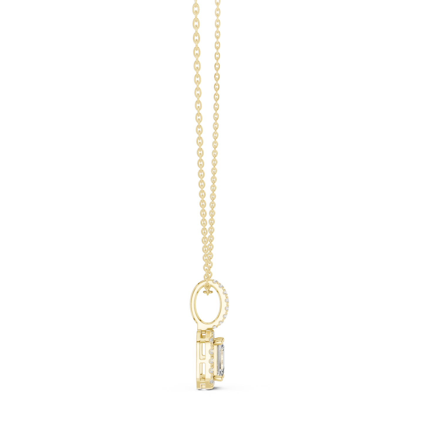 Emerald & Round  Shape Lab Grown Minimalist Sparkling Diamond Pendant For Her - HIGHCARAT DIAMONDS