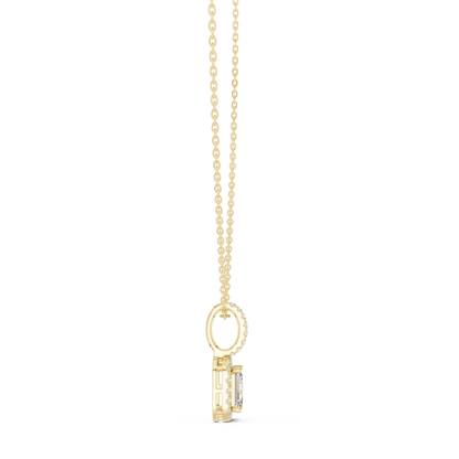 Emerald & Round  Shape Lab Grown Minimalist Sparkling Diamond Pendant For Her - HIGHCARAT DIAMONDS