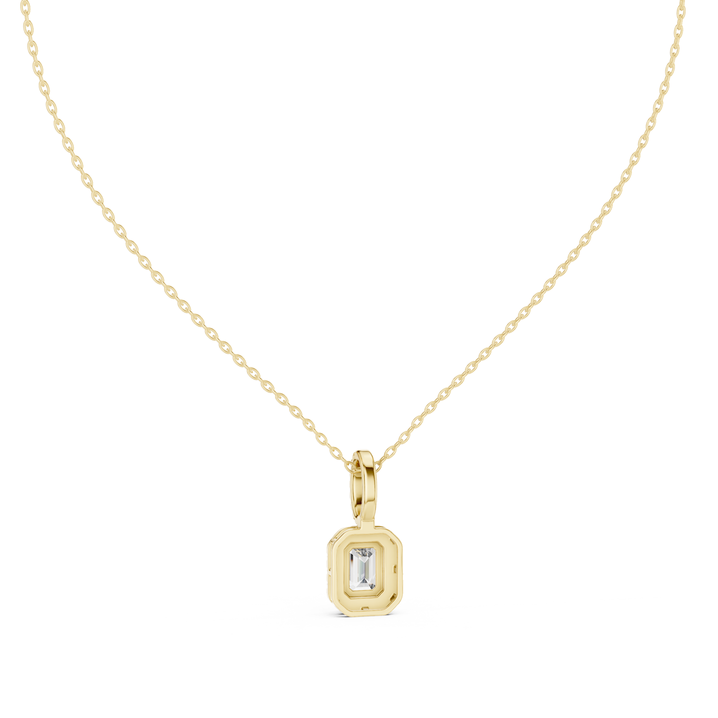 Emerald & Round  Shape Lab Grown Minimalist Sparkling Diamond Pendant For Her - HIGHCARAT DIAMONDS