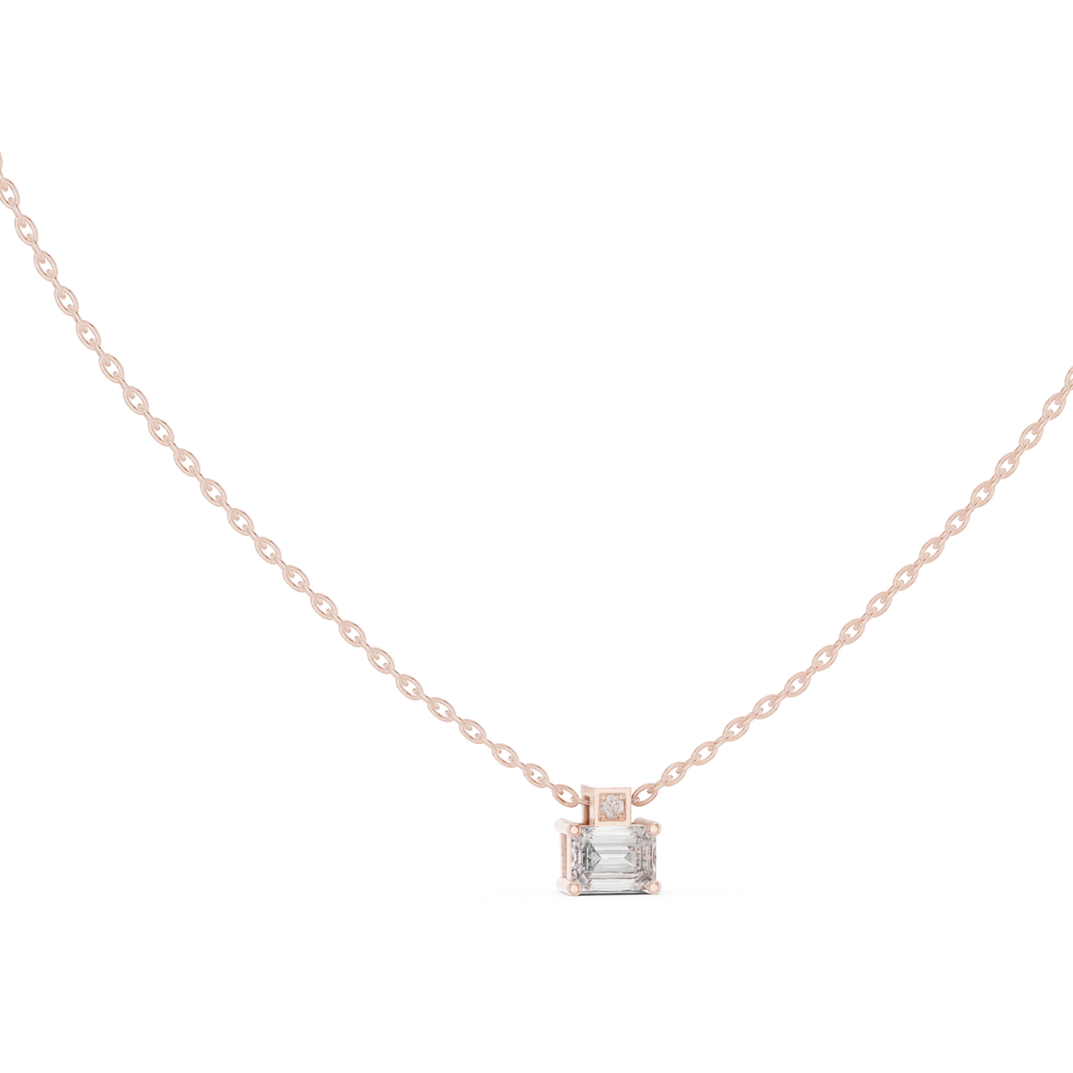 Stunning 10k Solid Rose Gold Round & Emerald Shape Lab Grown Ethically wear Diamond Pendant For Her - HIGHCARAT DIAMONDS