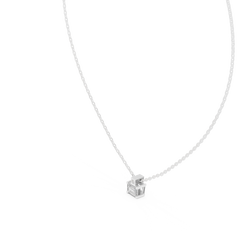 Emerald Lab Grown Diamond Pendant Side Profile Showing Prong and Bezel Settings
