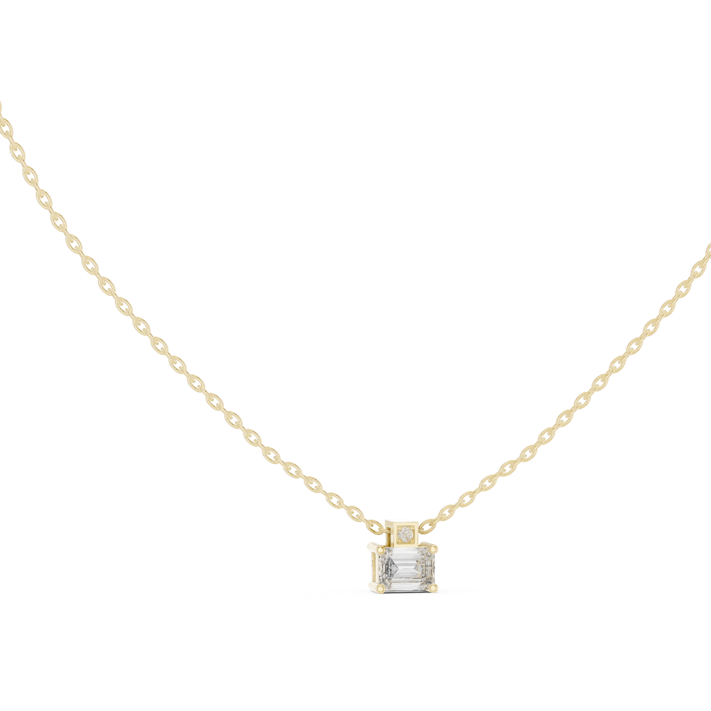 Stunning 10k Solid Rose Gold Round & Emerald Shape Lab Grown Ethically wear Diamond Pendant For Her - HIGHCARAT DIAMONDS