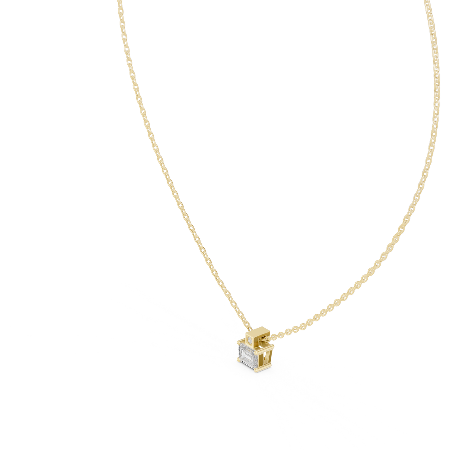 Stunning 10k Solid Rose Gold Round & Emerald Shape Lab Grown Ethically wear Diamond Pendant For Her - HIGHCARAT DIAMONDS