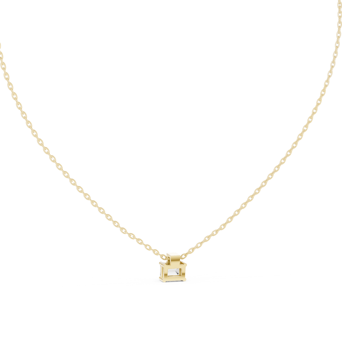 Emerald and Round Lab Grown Diamond Solitaire Pendant Top View