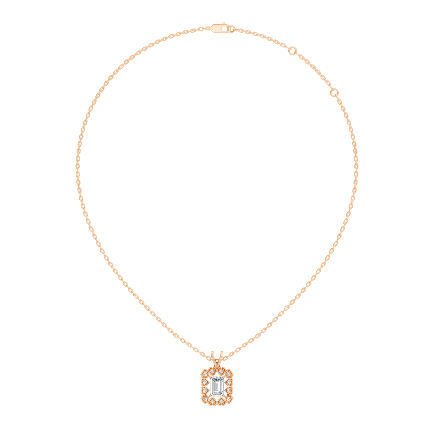 0.86 Ct Emerald Cut Lab-Grown Diamond Pendant Stylish Round Diamond For Her - HIGHCARAT DIAMONDS