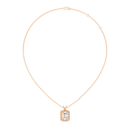 0.86 Ct Emerald Cut Lab-Grown Diamond Pendant Stylish Round Diamond For Her - HIGHCARAT DIAMONDS