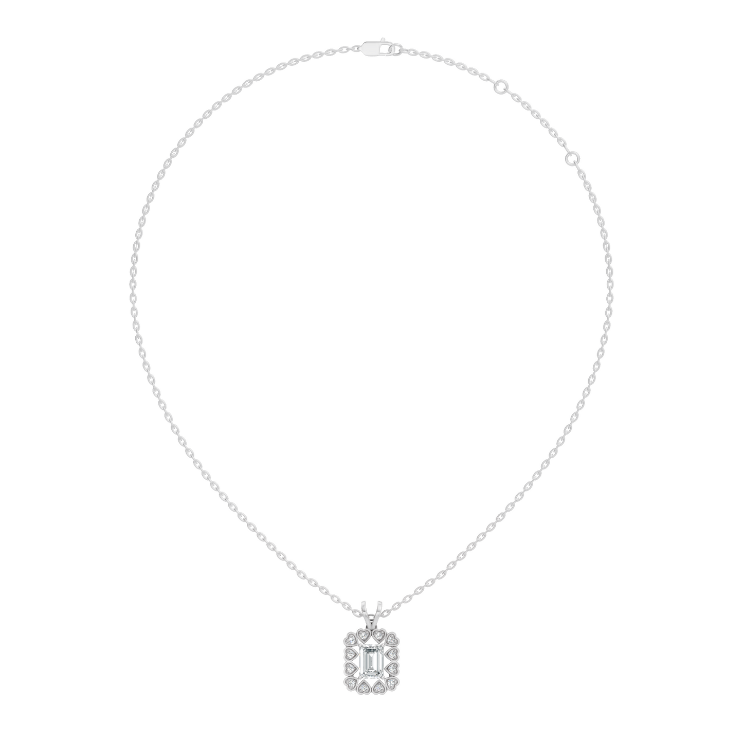 0.86 Ct Emerald Cut Lab-Grown Diamond Pendant Stylish Round Diamond For Her - HIGHCARAT DIAMONDS