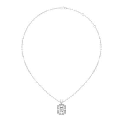 0.86 Ct Emerald Cut Lab-Grown Diamond Pendant Stylish Round Diamond For Her - HIGHCARAT DIAMONDS