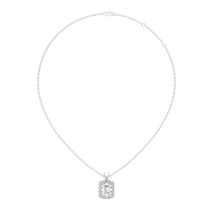 0.86 Ct Emerald Cut Lab-Grown Diamond Pendant Stylish Round Diamond For Her - HIGHCARAT DIAMONDS
