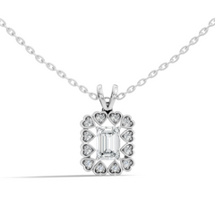 0.86 Ct Emerald Cut Lab-Grown Diamond Pendant Stylish Round Diamond For Her - HIGHCARAT DIAMONDS