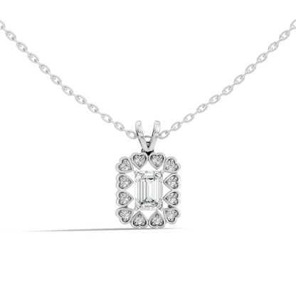 0.86 Ct Emerald Cut Lab-Grown Diamond Pendant Stylish Round Diamond For Her - HIGHCARAT DIAMONDS
