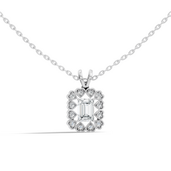 0.86 Ct Emerald Cut Lab-Grown Diamond Pendant Stylish Round Diamond For Her - HIGHCARAT DIAMONDS