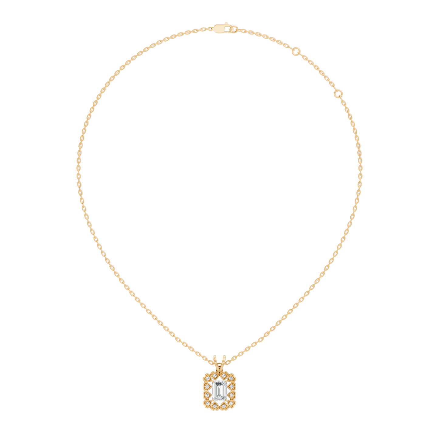 0.86 Ct Emerald Cut Lab-Grown Diamond Pendant Stylish Round Diamond For Her - HIGHCARAT DIAMONDS