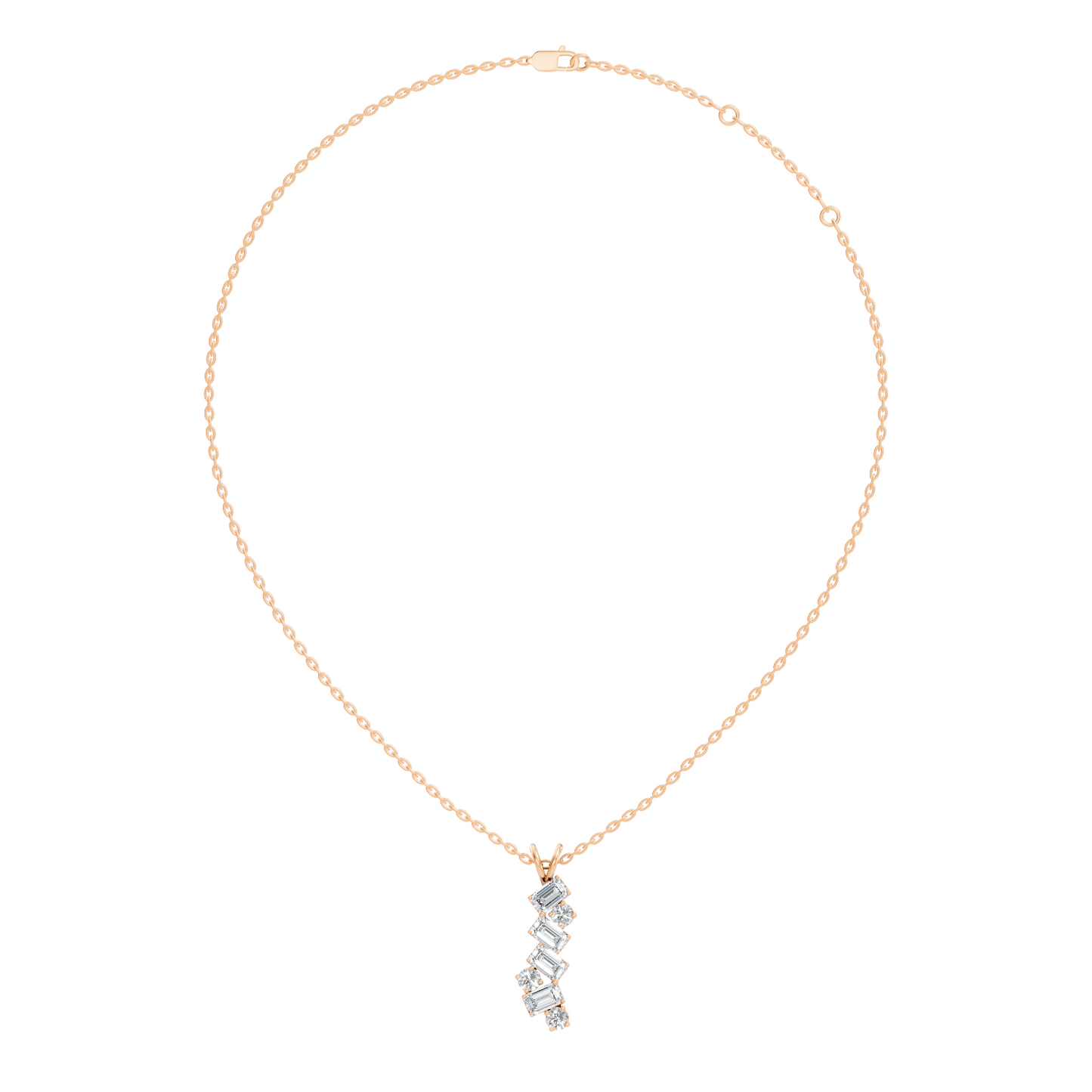 Emerald & Round Cut Lab Grown Diamond Vertical Pendant - HIGHCARAT DIAMONDS