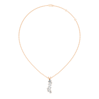 Emerald & Round Cut Lab Grown Diamond Vertical Pendant - HIGHCARAT DIAMONDS