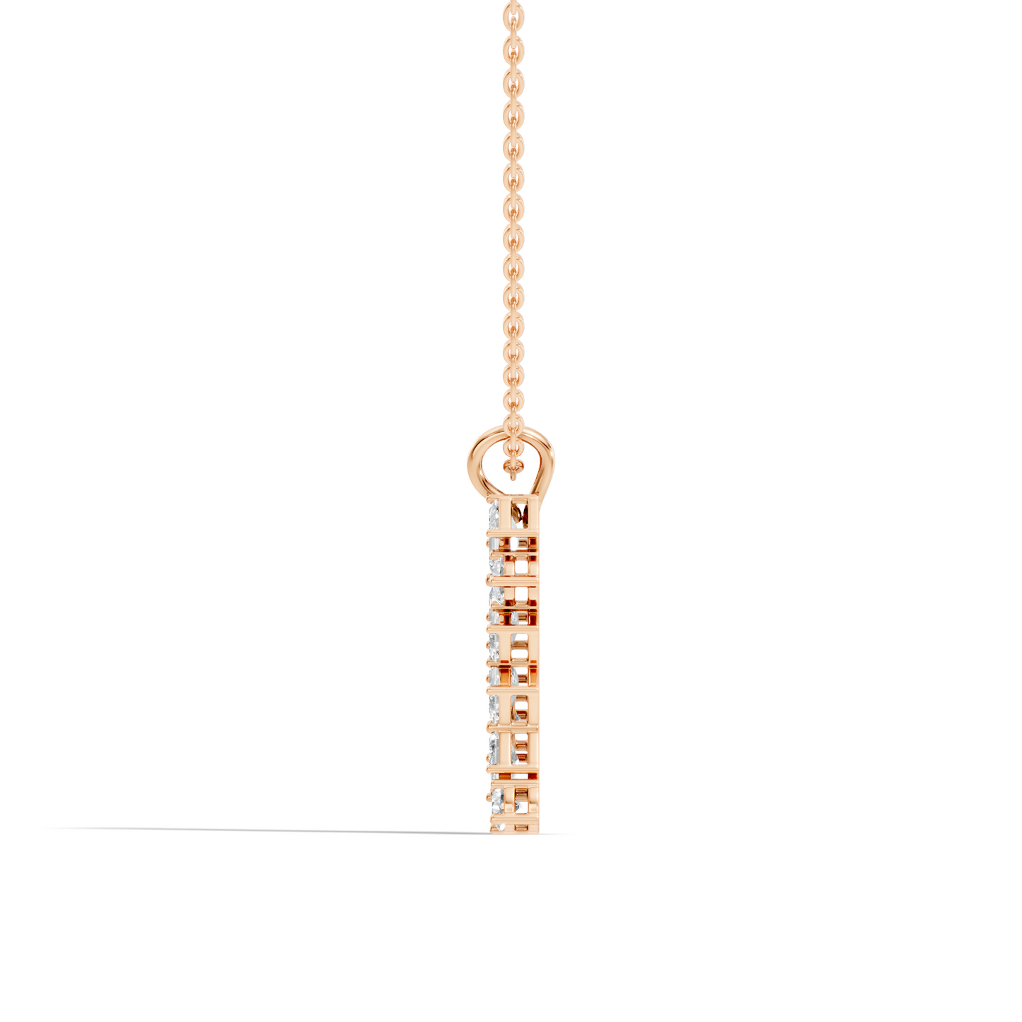 Emerald & Round Cut Lab Grown Diamond Vertical Pendant - HIGHCARAT DIAMONDS