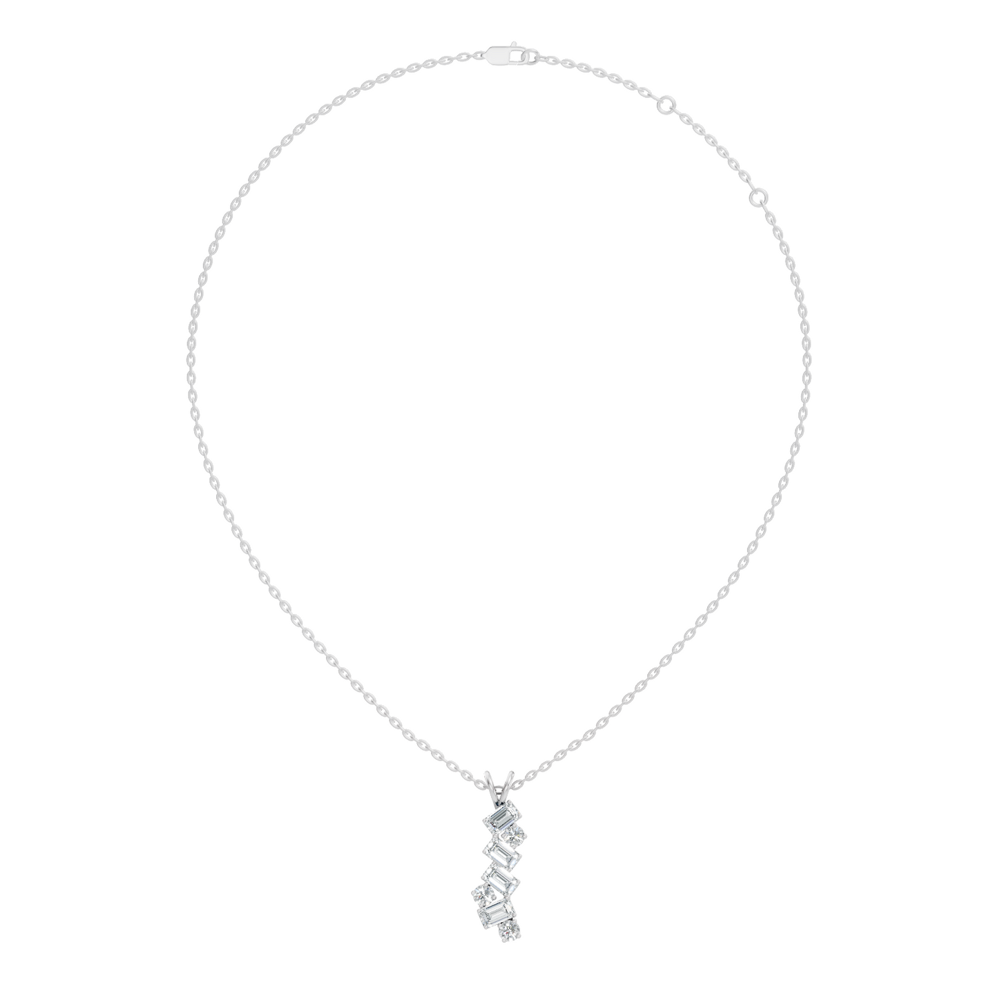 Emerald & Round Cut Lab Grown Diamond Vertical Pendant - HIGHCARAT DIAMONDS