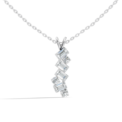 Emerald & Round Cut Lab Grown Diamond Vertical Pendant - HIGHCARAT DIAMONDS