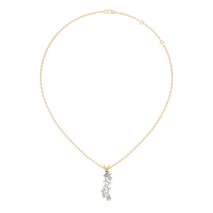 Emerald & Round Cut Lab Grown Diamond Vertical Pendant - HIGHCARAT DIAMONDS