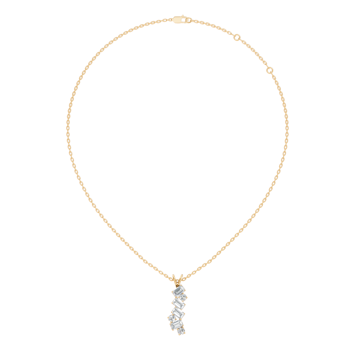 Emerald & Round Cut Lab Grown Diamond Vertical Pendant - HIGHCARAT DIAMONDS