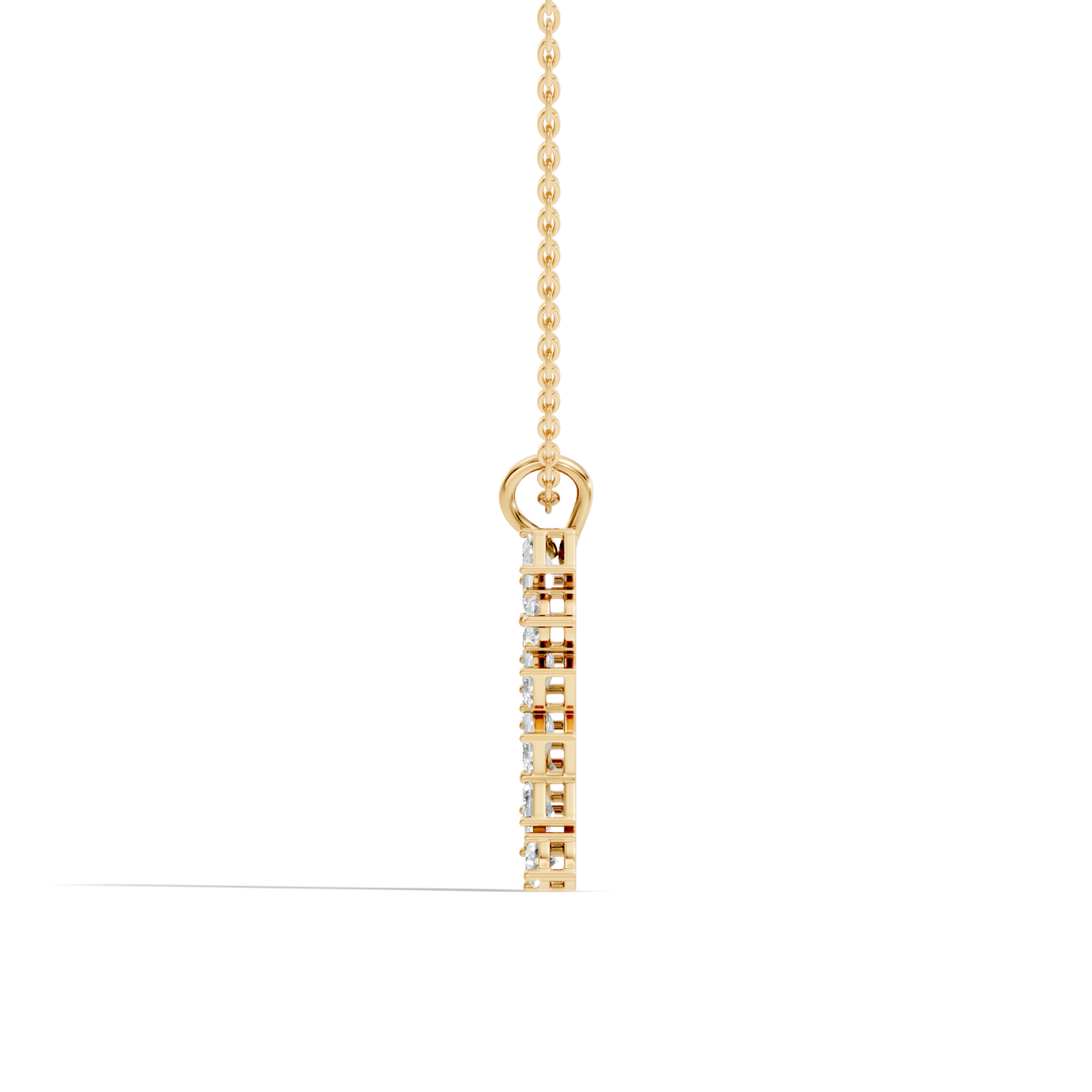Emerald & Round Cut Lab Grown Diamond Vertical Pendant - HIGHCARAT DIAMONDS