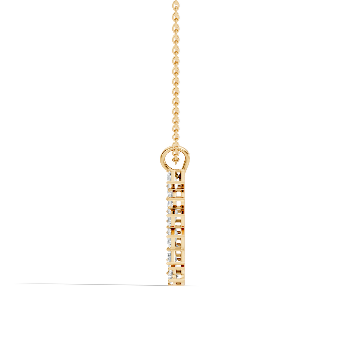 Emerald & Round Cut Lab Grown Diamond Vertical Pendant - HIGHCARAT DIAMONDS