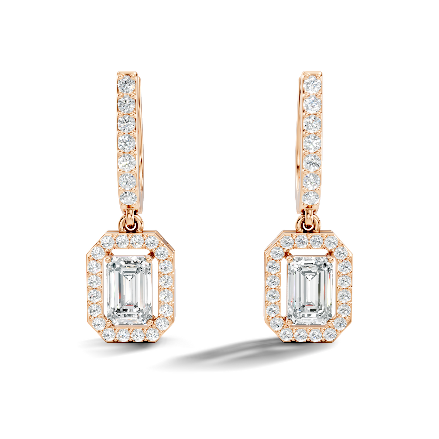 Stunnig 2.47 Ct Round & Emerald Shape Lab Grown Diamond Hoop Earrings For Party Wear Look - HIGHCARAT DIAMONDS