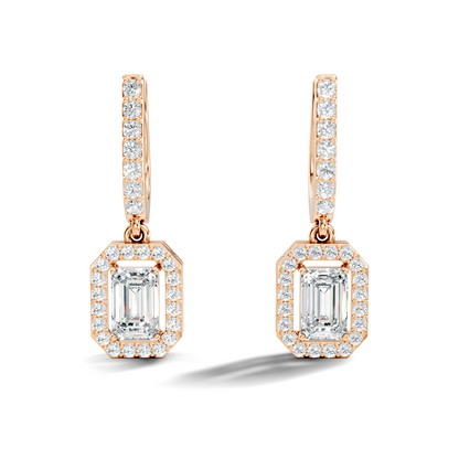 Stunnig 2.47 Ct Round & Emerald Shape Lab Grown Diamond Hoop Earrings For Party Wear Look - HIGHCARAT DIAMONDS
