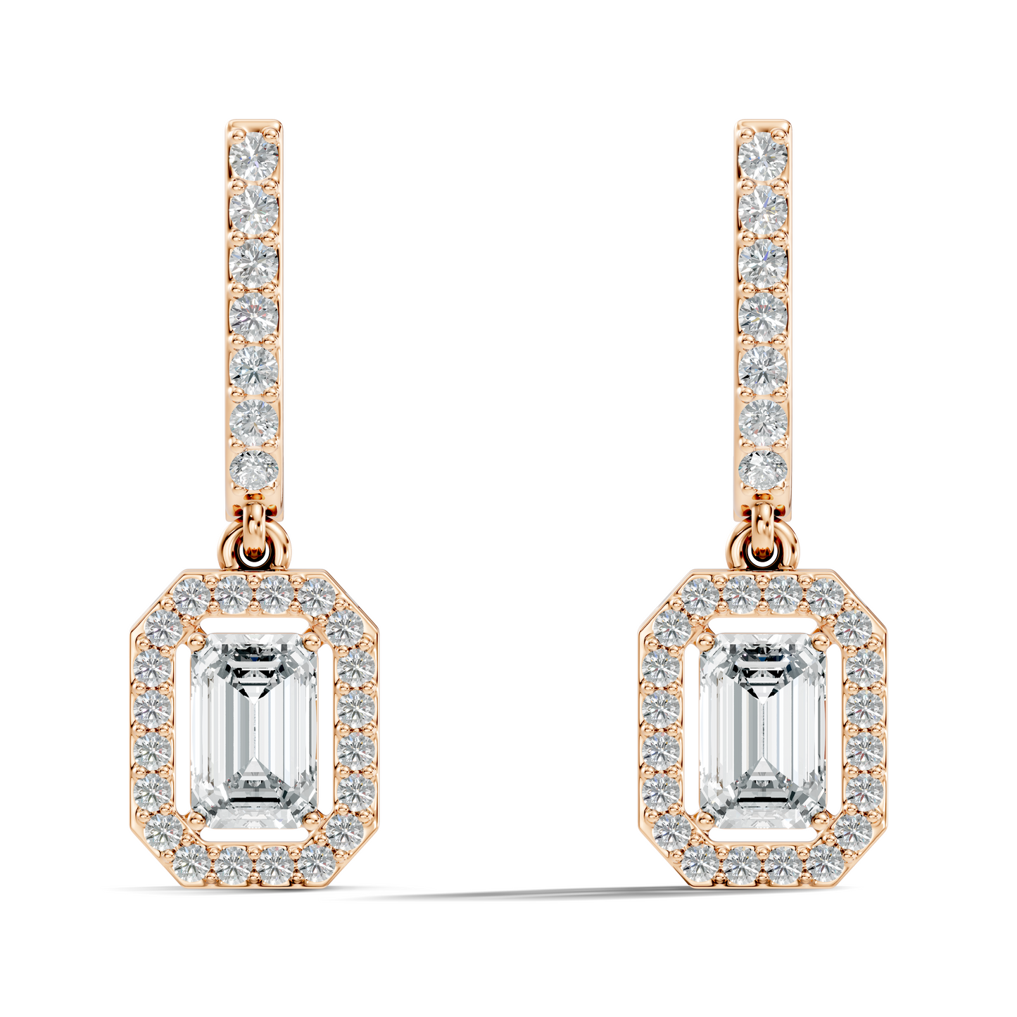 Stunnig 2.47 Ct Round & Emerald Shape Lab Grown Diamond Hoop Earrings For Party Wear Look - HIGHCARAT DIAMONDS