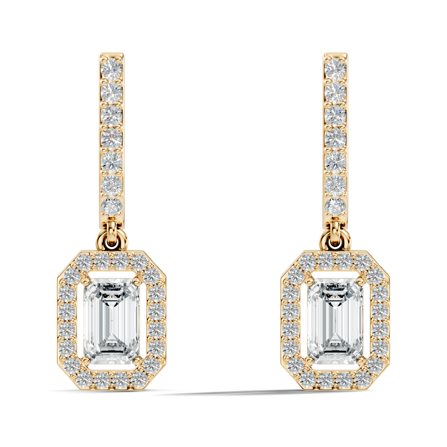 Stunnig 2.47 Ct Round & Emerald Shape Lab Grown Diamond Hoop Earrings For Party Wear Look - HIGHCARAT DIAMONDS