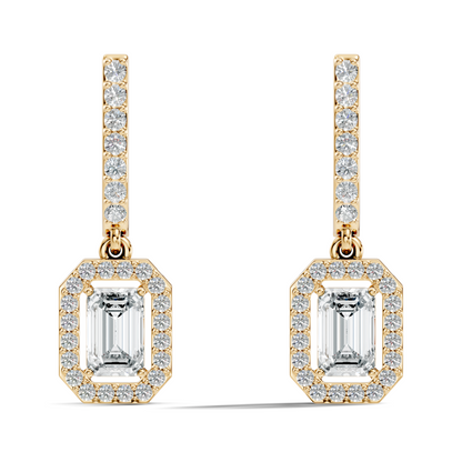 Stunnig 2.47 Ct Round & Emerald Shape Lab Grown Diamond Hoop Earrings For Party Wear Look - HIGHCARAT DIAMONDS
