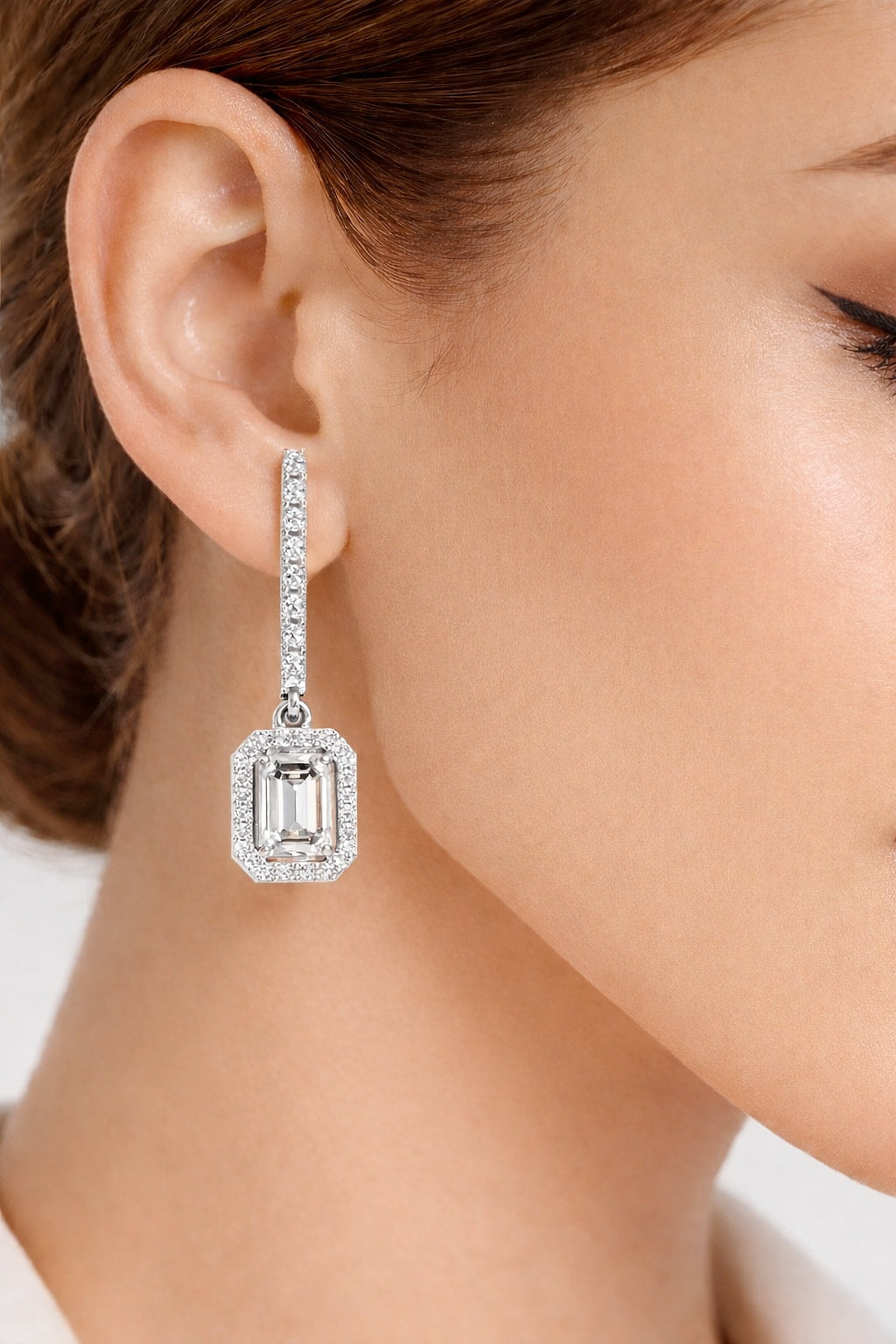Stunnig 2.47 Ct Round & Emerald Shape Lab Grown Diamond Hoop Earrings For Party Wear Look - HIGHCARAT DIAMONDS #wearthelook