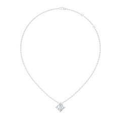 Minimalist Baguette Lab-Grown Diamond Square Pendant In14K Rose Gold Classic Necklace - HIGHCARAT DIAMONDS