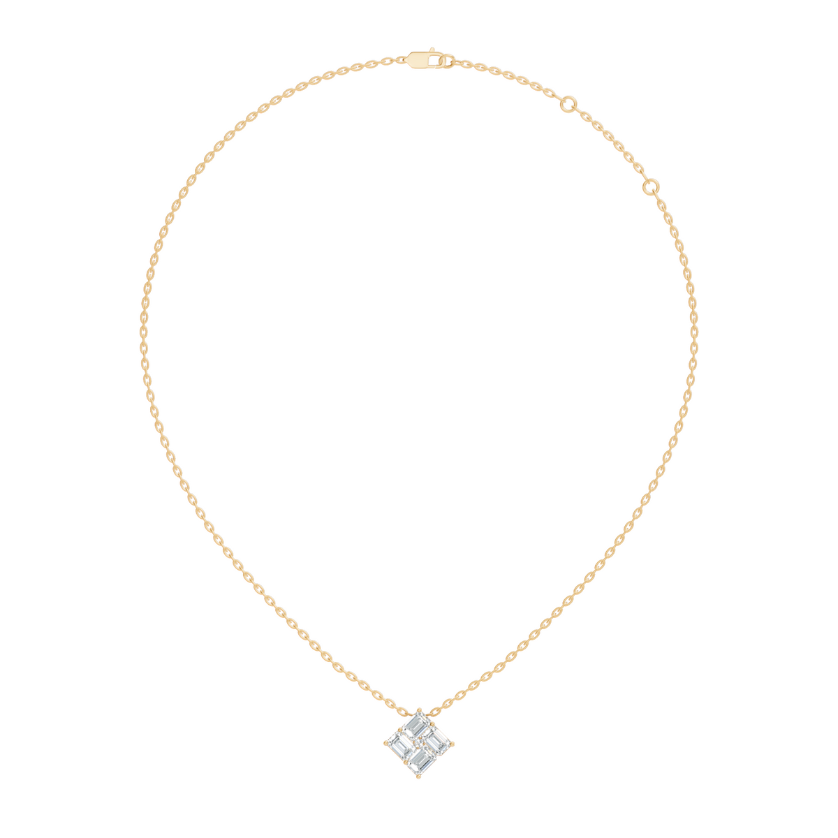 Minimalist Baguette Lab-Grown Diamond Square Pendant In14K Rose Gold Classic Necklace - HIGHCARAT DIAMONDS