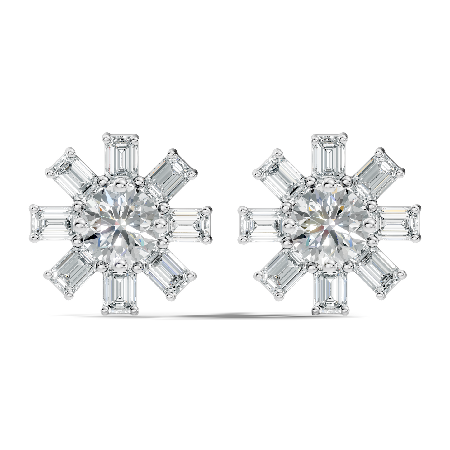 Emerald & Round Shape 10k Solid Gold Lab Grown Diamond Very Dazzling Vintage Diamond Earrings For Her