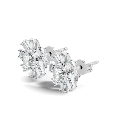 Emerald & Round Shape 10k Solid Gold Lab Grown Diamond Very Dazzling Vintage Diamond Earrings For Her