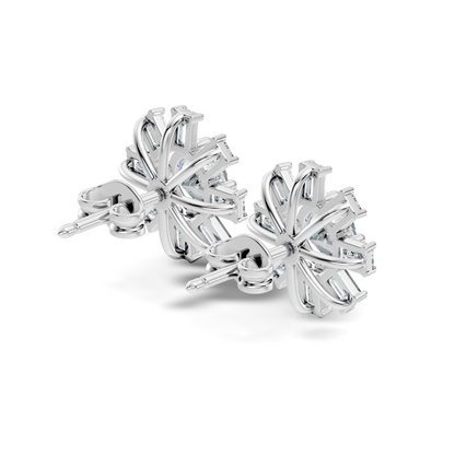 Emerald & Round Shape 10k Solid Gold Lab Grown Diamond Very Dazzling Vintage Diamond Earrings For Her